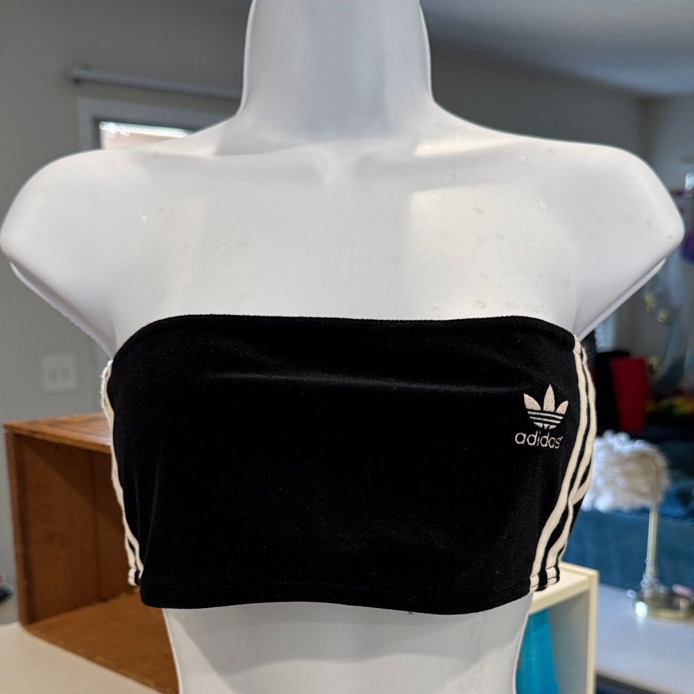 Adidas Black and White Strapless Bandeau